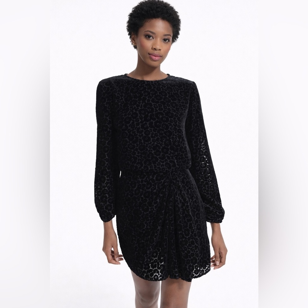 The Kooples Black Velvet Floral Mini Dress | Size 1 (Small) | NWT